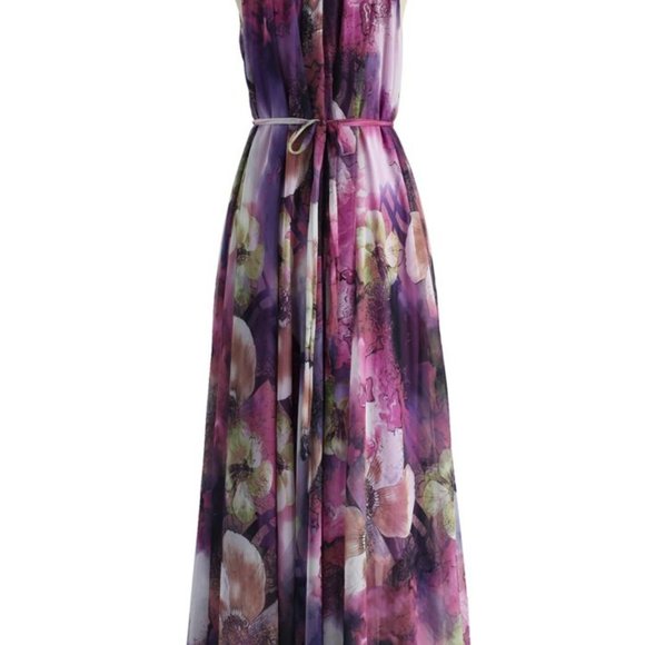NWT Chicwish Women's Mysterious Purple Floral Maxi Slip Dress XS - Picture 4 of 4